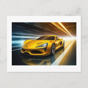 Sportwagen-Supercar-Fahrzeugbewegung. Postkarte