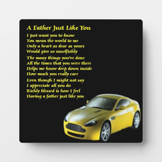Sportwagen Vater Gedicht Plaque Fotoplatte (Vorderseite)