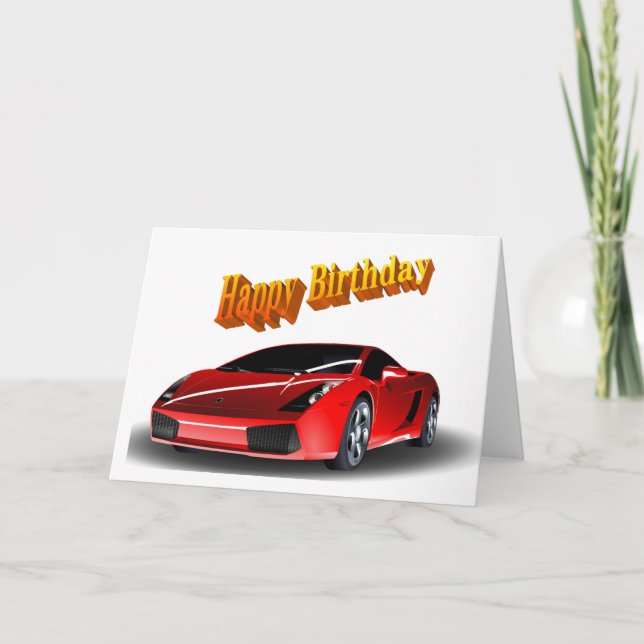 Sportwagen zum Geburtstag glücklich Karte (Vorderseite)
