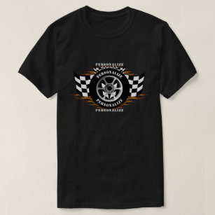 Sportwagenrennen Schachtel-Flag-Rad Flammen Pro T-Shirt
