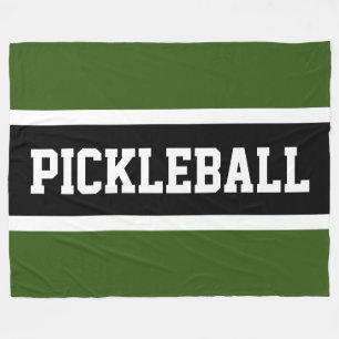 Sportwaldgrüne Schwarz-weiße PICKLEBALLStreifen Fleecedecke
