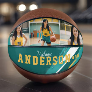 Sporty 3 Foto Collage Player Name & Teamnummer Basketball