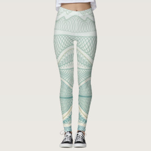 Sporty Aqua White Crazy Gemusterte Linien und Wirb Leggings