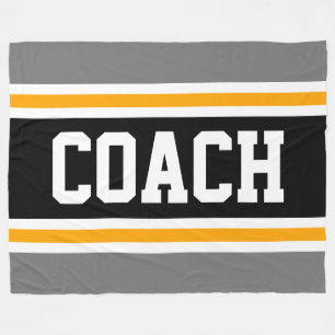 Sporty Athletic Gray Black COACH Racing Stripes Fleecedecke