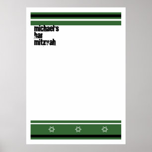 Sporty Bar Mitzvah Sign in Board - Grün Schwarz Poster