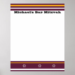 Sporty Bar Mitzvah Sign in Board - Redskins Poster