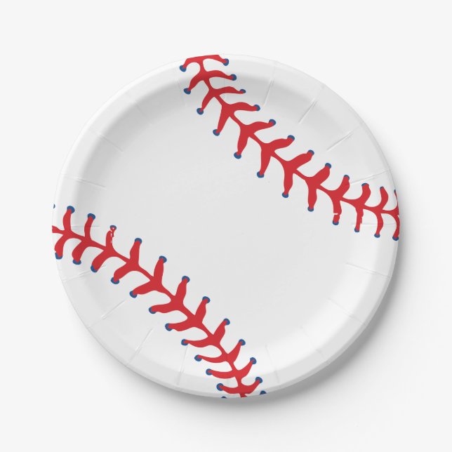 Sporty-Baseball Classic Red & White Sports Themed Pappteller (Vorderseite)