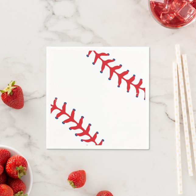 Sporty-Baseball Classic Red & White Sports Themed Serviette (Beispiel)
