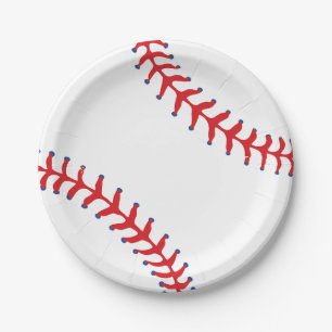 Sporty-Baseball Klassisch Rot & Weiß Sport-Thema Pappteller