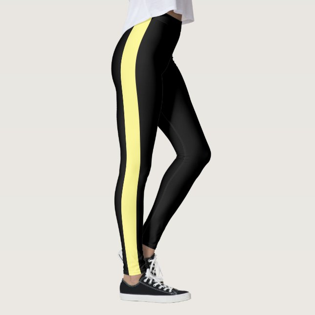 Sporty Black Monochrome Vertikale Band Leggings (Rechts)