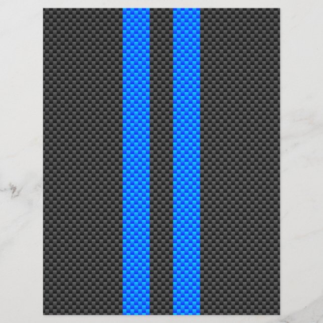 Sporty Blue Carbon Fibre Racing Stripes Flyer (Vorne)
