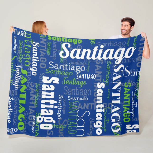 Sporty Blue Green Name Wiederholung Muster Stadiiu Fleecedecke (Beispiel)