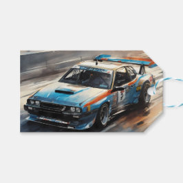 Sporty Blue Racing Auto Geschenkanhänger