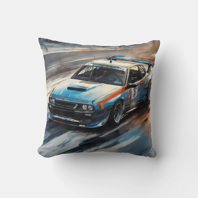 Sporty Blue Racing Auto Kissen (Vorderseite)