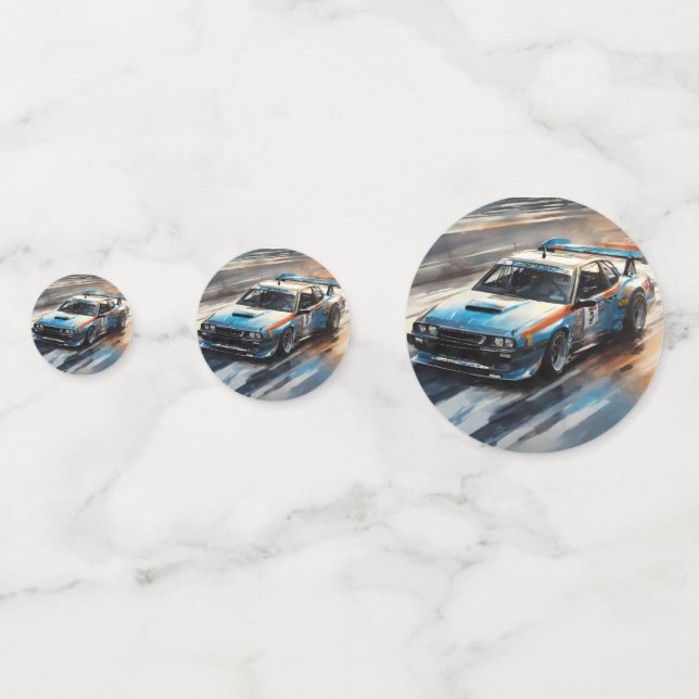 Sporty Blue Racing Auto Konfetti (Vorderseiten)