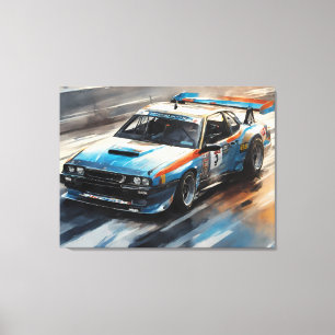 Sporty Blue Racing Auto Leinwanddruck