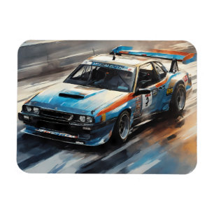 Sporty Blue Racing Auto Magnet