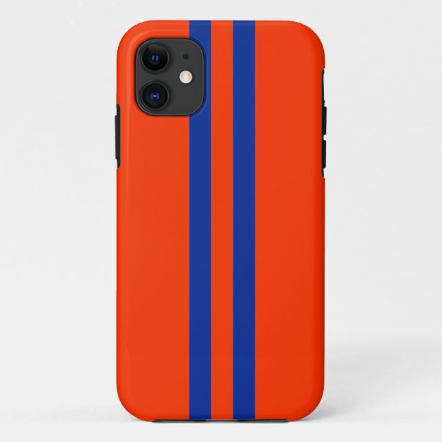 Sporty Blue und Orange Stripes Muster Case-Mate iPhone Hülle (Rückseite)