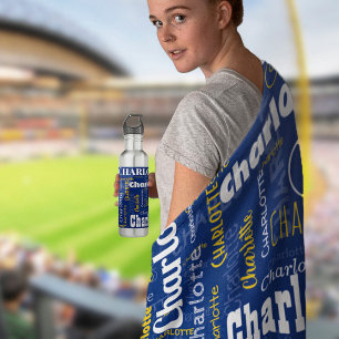 Sporty Blue Yellow Name Wiederholung Muster Stadio Fleecedecke