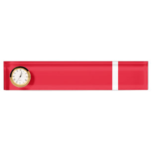 Sporty Bold grell Red White Accent Stripe Clock Namensplakette
