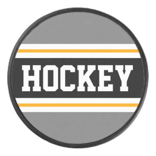 Sporty Bold Grey Black HOCKEY Racing Stripes Eishockey Puck