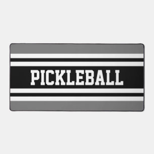 Sporty Bold Grey Black PICKLEBALL Stripes Text Schreibtischunterlage