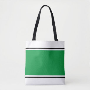 Sporty Bright Green Black Racing Streifen auf Weiß Tasche