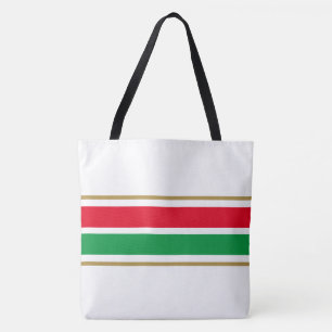 Sporty Bright Green Red Racing Streifen auf weiß Tasche