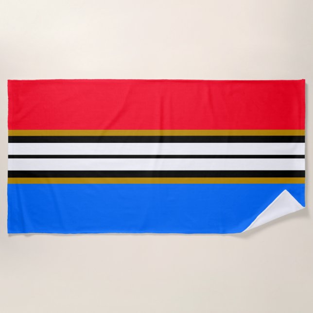 Sporty Bright Red Blue White Black Racing Streifen Strandtuch (Vorderseite)