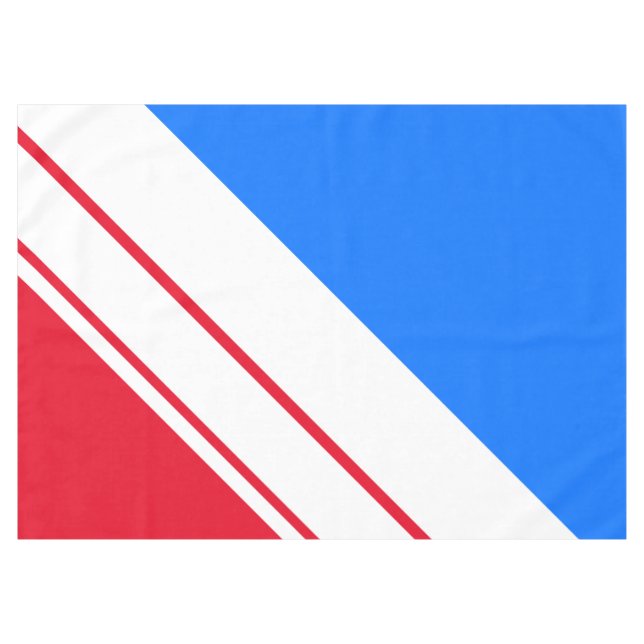 Sporty Bright Red Blue White Slant Racing Streifen Tischdecke (Vorderseite (Horizontal))