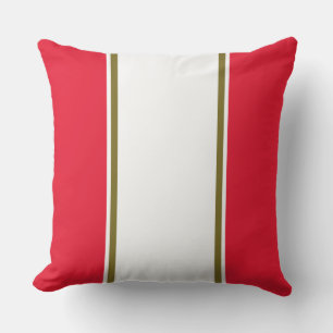 Sporty Bright Red Olive Green Pinstriche Kissen