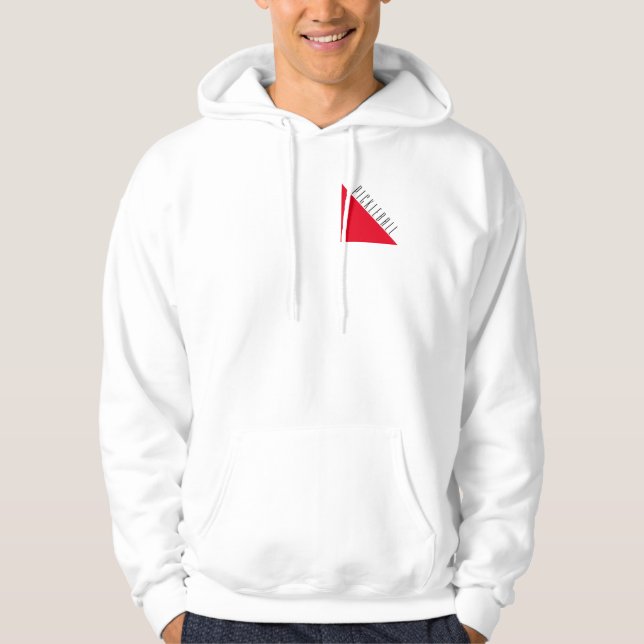 Sporty Bright Red Pickleball Text-Logo auf Weiß Hoodie (Vorderseite)