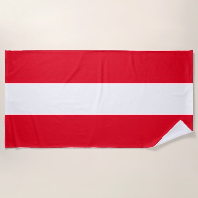 Sporty Bright Red White Nautical Summer Strips Strandtuch (Vorderseite)