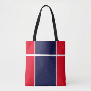 Sporty Bright Red White Navy Blue Racing Streifen Tasche