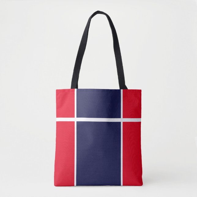 Sporty Bright Red White Navy Blue Racing Streifen Tasche (Vorderseite)