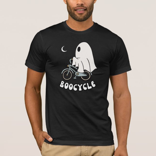 Sporty Cartoon Halloween Ghost auf BooCycle T-Shirt (Vorderseite)