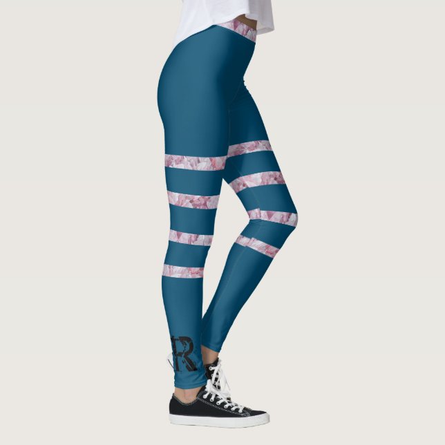 Sporty Chic Active Striped Blue Yoga Leggings (Rechts)