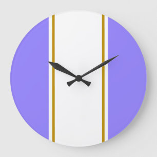 Sporty Chic Lavender White Vertikal Racing Streife Große Wanduhr