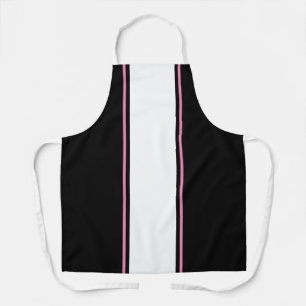 Sporty Chic Schwarz-weiße Racing Stripes Schürze