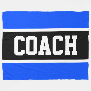 Sporty COACH Bright Blue Black Athletic Stripes Fleecedecke