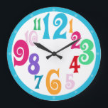Sporty Colorful Chic Blue Trim Wall Große Wanduhr<br><div class="desc">Sporty Colorful Chic Blue Wanduhr Regenbogen lustig farbenfrohe Primärfarben im trendigen Regenbogenstil</div>