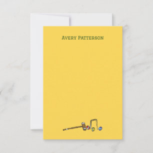 Sporty Croquet handIllustriertes Preppy Yellow Mitteilungskarte