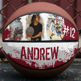 Sporty Custom Player Name & Nummer 3 Foto Collage Basketball