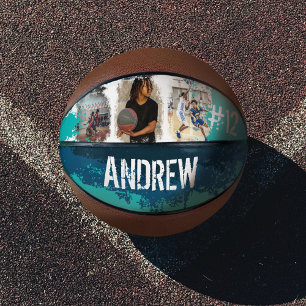 Sporty Custom Player Name & Nummer 3 Foto Collage Basketball