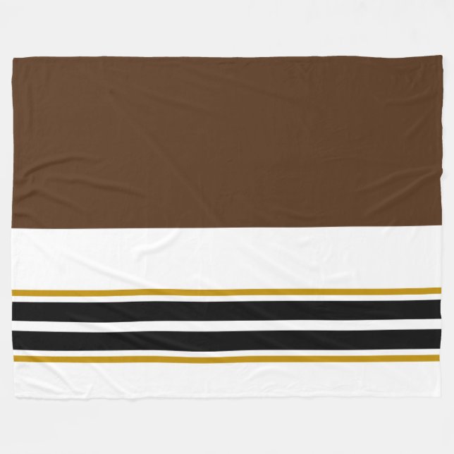 Sporty Dark Brown White Twin Black Racing Streifen Fleecedecke (Vorderseite (Horizontal))