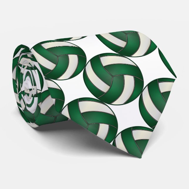 Sporty Dark Green und White Volleyball Krawatte (Gerollt)
