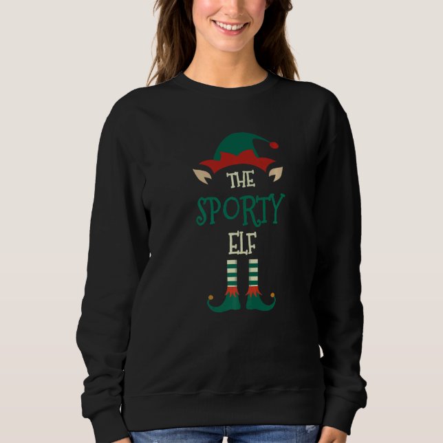 Sporty Elf Family Matching Group  Xmas Pajama Sweatshirt (Vorderseite)