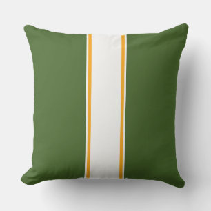 Sporty Forest Green Yellow Racing Streifen Kissen