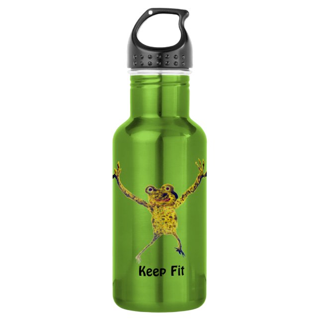 Sporty Frog, funny Custom Trinkflasche (Vorderseite)