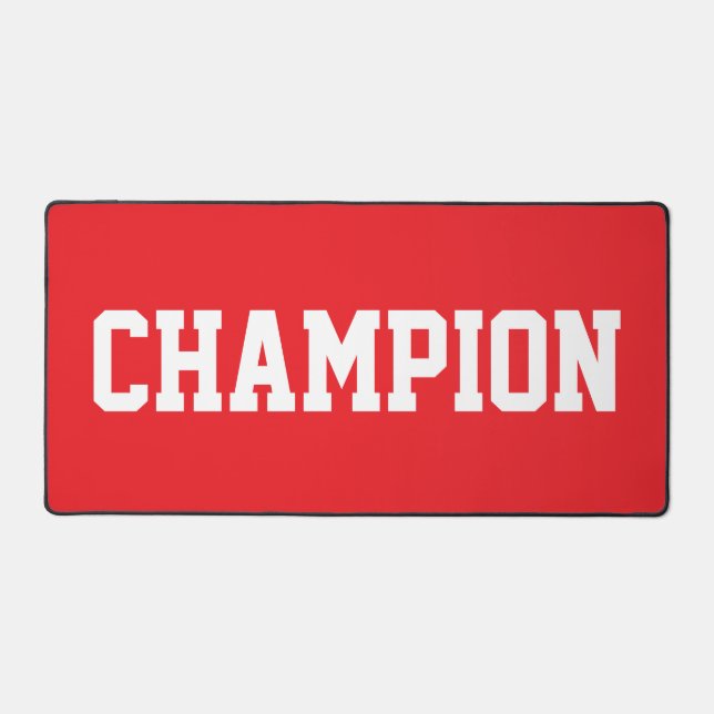 Sporty Fun CHAMPION White Text On Bright Red Schreibtischunterlage (Vorderseite)